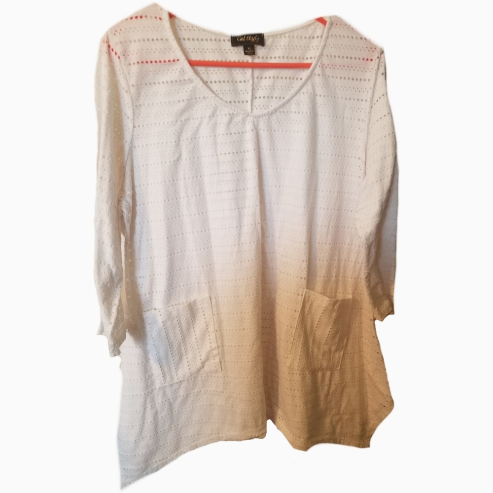 Cal style tunic Top white swim beach coverup xl 
Eyelet
